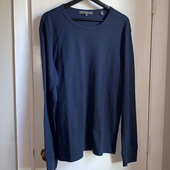 SLATE & STONE Navy Ribbed Long Sleeve TShirt-XL - Picture 2 of 9